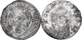 Roma. Giulio III (1550-1555), Giovanni Maria de' Ciocchi del Monte. Giulio. CNI 121; M. 21; Berm. 994. AG. 3.02 g. 27.00 mm. BB+/qSPL.