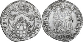 Roma. Pio IV (1559-1565), Gian Angelo de' Medici. Testone. CNI 41; M. 9; Berm. 1063. AG. 9.00 g. 30.50 mm. Metallo leggermente poroso. BB+/qSPL.