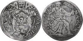Roma. Paolo V (1605-1621) Camillo Borghese. Giulio A. V. CNI 80 o 83; Cf. M. 88; Cf. Berm. 1566. AG. 2.89 g. 27.50 mm. R. MB+/qBB.