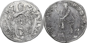 Roma. Paolo V (1605-1621) Camillo Borghese. Testone A. VII 1612. CNI 348; Berm. 70a; Berm. 1557. AG. 9.42 g. 29.50 mm. qBB.
