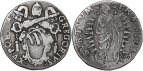 Roma. Gregorio XV (1621-1623) Alessandro Ludovisi. Testone. CNI 43; M. 13; Berm. 1648. AG. 9.38 g. 28.00 mm. MB+/qBB.