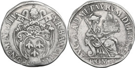 Roma. Urbano VIII (1623-1644) Maffeo Barberini. Testone A. VIII. CNI 350/371; M. 45; Berm. 1715. AG. 9.42 g. 28.50 mm. BB.