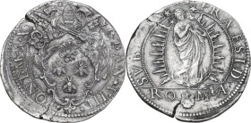 Roma. Urbano VIII (1623-1644) Maffeo Barberini. Testone A. XX. CNI 548/554; M. 75; Berm. 1726. AG. 9.54 g. 31.00 mm. R. Due fratture del tondello. BB+...
