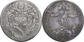 Roma. Alessandro VIII (1689-1691), Pietro Ottoboni. Testone. CNI 42; M. 19; Berm. 2178. AG. 8.93 g. 32.00 mm. R. qBB.