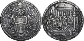 Roma. Clemente XI (1700-1721), Giovanni Francesco Albani. Piastra A. VI. CNI 75; M. 45; Berm. 2382. AG. 31.51 g. 45.00 mm. RR. Tipologia con maschera ...