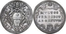 Roma. Clemente XI (1700-1721), Giovanni Francesco Albani. Testone A. XII. CNI 165; M. 69; Berm. 2401. AG. 9.10 g. 32.00 mm. R. Patina riposata. Piccol...