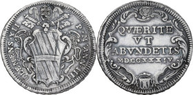 Roma. Clemente XII (1730-1740), Lorenzo Corsini. Testone A. III 1734. CNI 21; M. 43; Berm. 2331. AG. 8.24 g. 30.50 mm. R. Foro abilmente otturato e tr...