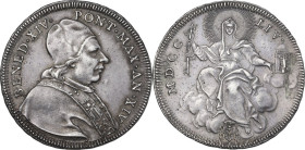 Roma. Benedetto XIV (1740-1758), Prospero Lambertini. Mezzo scudo romano 1740 A. XIV. CNI 322; M. 49a; Berm. 2741. AG. 13.08 g. 35.50 mm. NC. qSPL.