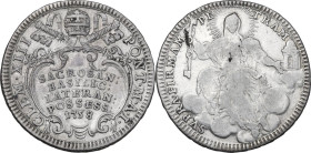 Roma. Clemente XIII (1758-1769) , Carlo Rezzonico. Quinto di scudo o doppio giulio per il Possesso A. I. CNI 1/2; M. 15; Berm. 2897. AG. 5.20 g. 26.00...
