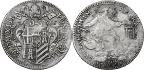 Roma. Clemente XIII (1758-1769), Carlo Rezzonico. Quinto di scudo o giulio 1760 A. III. CNI 33/34; M. 21; Berm. 2900. AG. 2.61 g. 23.00 mm. BB/BB+.