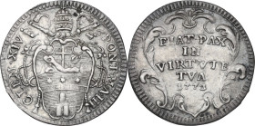 Roma. Clemente XIV (1769-1774), Gian Vincenzo Ganganelli. Grosso 1772 A. III. CNI 19; M. 8b; Berm. 2934. AG. 1.30 g. 19.00 mm. R. Patina riposata. Bel...