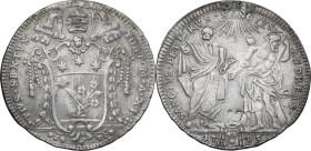 Roma. Pio VI (1775-1799), Giovanni Angelo Braschi. Testone 1785 A. XI. CNI 158/162; M. 29; Berm. 2962. AG. 7.78 g. 30.00 mm. Tracce di appiccagnolo. q...
