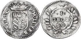 Urbino. Francesco Maria II della Rovere (1574-1624). Grosso di modulo stretto. CNI tav. XXXI, 9; Cav. 222. AG. 1.11 g. 19.50 mm. BB.