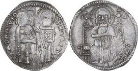 Venezia. Francesco Dandolo (1328-1329). Grosso matapan. CNI tav. III, 5; Paol. 2. AG. 2.15 g. 20.00 mm. Schiacciature di conio al diritto. Patina ripo...