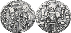Venezia. Francesco Foscari (1423-1457). Grosso matapan o grossetto con sigle. CNI tav. IV, 26; Paol. 4. AG. 1.21 g. 18.50 mm. Leggermente tosato. qBB/...