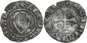 Villa Di Chiesa. Alfonso IV d'Aragona (1327-1336). Alfonsino minuto. CNI 3/4 (denaro); MIR (Piem. Sard. Lig. Cors.) 113. MI. 0.42 g. 14.00 mm. qBB/BB.