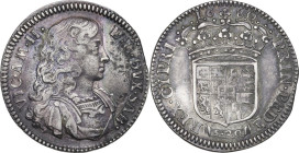 Vittorio Amedeo II (1680-1713). Lira 1680 Torino. MIR (Savoia) 862a; Simonetti 23; Biaggi 734a. AG. 5.90 g. 28.50 mm. R. Raro. Leggero graffietto al d...