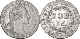 Vittorio Amedeo III (1773-1796). 15 soldi 1794 Torino. MIR (Savoia) 991a; Simonetti 13; Biaggi 852a. MI. 4.68 g. 22.50 mm. Segnetto al diritto. qSPL/S...