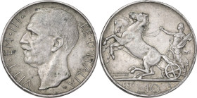 Vittorio Emanuele III (1900-1943). 10 lire 1930. Pag. (decimali) 695; MIR (Savoia) 1132i. AG. 9.95 g. 27.00 mm. R. Leggeri colpetti al ciglio. BB.