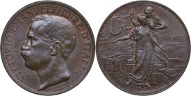 Regno di Italia. Vittorio Emanuele III (1900-1943). 10 centesimi 1911. Pag. (decimali) 863; MIR (Savoia) 1157a. CU. 10.05 g. 30.00 mm. R. Tracce di ra...