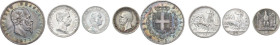 Lotto di quattro (4) monete: 5 lire 1873 Milano, 5 lire 1927, 2 lire 1917 (R), lira 1912. AR.