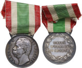 Regnando Umberto I (1844-1900). Medaglia a ricordo dell'Unità d'Italia '1848-1870'. Brambilla pag. 347. AG. 16.64 g. 31.50 mm. Opus: Speranza. Cambret...