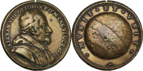 Alessandro VIII (1689-1691), Pietro Ottoboni. Medaglia 1689 per l'elezione al Pontificato. D/ ALEXAN VIII OTTOBON P O M CRE VI OCT 1689. Busto a destr...