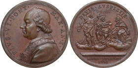 Pio VI (1775-1799), Giovanni Angelo Braschi. Medaglia 1775 A. I. D/ PIVS VI PONT MAX AN I. Busto a sinistra con zucchetto, mozzetta e stola. R/ DIVIS ...