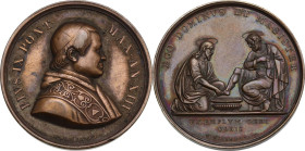 Pio IX (1846-1878), Giovanni Mastai Ferretti. Medaglia A. XIII per la Lavanda. D/ PIVS IX PONT MAX AN XIII. Busto a destra con cappellino, mozzetta e ...