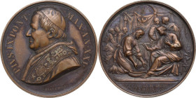 Pio IX (1846-1878), Giovanni Mastai Ferretti. Medaglia A. XXI per la Lavanda. D/ PIVS IX PONT MAX AN XXI. Busto a sinistra con cappellino, mozzetta e ...