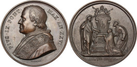 Pio IX (1846-1878), Giovanni Mastai Ferretti. Medaglia A. XXVI. D/ Busto a sinistra con berrettino, mozzetta e stola. R/ La cattedra di San Pietro con...