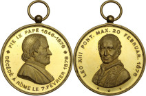 Pio IX (1846-1878), Giovanni Mastai Ferretti. Medaglia 1878 per l'elezione del nuovo Pontefice. D/ PIE IX PAPE 1846-1878/DECEDE A ROME LE 7 FEVRIER 18...
