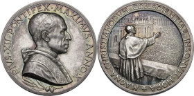 Pio XII (1939-1958), Eugenio Pacelli. Medaglia annuale, A. X. Discorso di Pasqua del 1948. D/ PIVS.XII.PONTIFEX.MAXIMVS.ANNO. X.Busto a destra con ber...