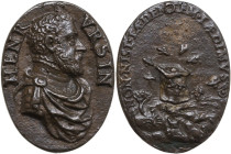 Enrico Orsini (1593-1604), Marchese di Stimigliano, Signore di Monterotondo. Medaglia ovale. D/ HENR VRSIN. Busto barbuto e drappeggiato a destra. R/ ...