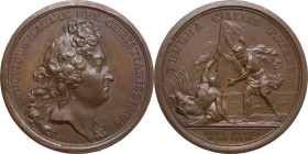 Luigi XIV (1643-1715), Re di Francia. Medaglia 1679 per l'Armata di Francia. D/ LUDOVICUS MAGNUS REX CHRISTIANISSIMUS. Testa di Luigi XIV a destra; so...