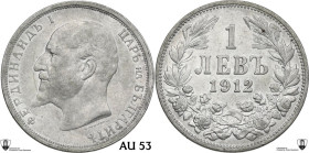 Bulgaria. Ferdinand I (1908-1918). Lev 1912. KM 31. AR. 4.97 g. 23.00 mm. Encapsulated by Classical Coin Grading AU 53.