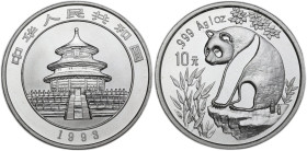 China. AR 10 Yuan 1993, Panda. AR. 31.10 g. 40.00 mm. MS.