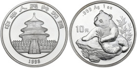 China. AR 10 Yuan 1998, Panda. AR. 31.10 g. 40.00 mm. MS.