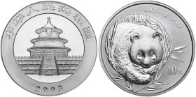 China. AR 10 Yuan 2003, Panda. AR. 31.10 g. 40.00 mm. MS.