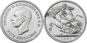 Great Britain. George VI (1936-1952). 5 shillings 1951. KM 880. CU/NI. 28.21 g. 39.00 mm. Prooflike. UNC.