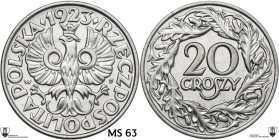 Poland. Second Republic (1918-1939). 20 groszy 1923. KM Y 12. NI. 3.05 g. 20.00 mm. Encapsulated by Classical Coin Grading MS 63.