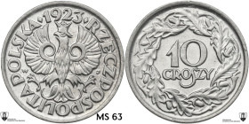 Poland. Second Republic (1918-1939). 10 groszy 1923. KM Y 11. NI. 1.97 g. 18.00 mm. Encapsulated by Classical Coin Grading MS 63.
