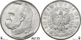 Poland. First Republic (1918-1939). 10 zlotych 1939. KM Y 29. AR. 22.17 g. 34.00 mm. Encapsulated by Classical Coin Grading AU 55 Minor edge nicks.
