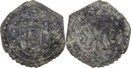 Portuguese India. D. Sebastiao I (1557-1578). PB Bastartdo, Malacca. PB. 6.45 g. 27.50 mm. VF.