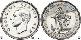 South Africa. George VI (1936-1952). Shilling 1948. KM 37.1. AR. 5.67 g. 24.00 mm. Encapsulated by Classical Coin Grading PF 65 Hairlines.