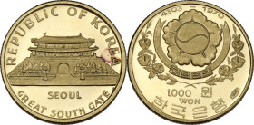South Korea. 1000 won KE 4303 (1970) Seoul Great South Gate. KM 14.1; Fried. 5. AV. 3.86 g. 18.00 mm. 1500 pcs minted. PF Cameo.
