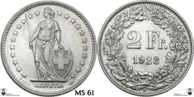 Switzerland. Confederation (1848- ). 2 francs 1928. KM 21; HMZ 2-1202y. AR. 9.96 g. 27.00 mm. Encapsulated by Classical Coin Grading MS 61.