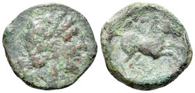 Italy, Northern Apulia, Salapia, c. 225-210 BC. Æ (20mm, 6.90g, 12h). Laureate head of Apollo r. R/ Horse prancing r.; star above. HNItaly 692c; SNG C...