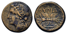 Italy, Lucania, Thourioi, c. 280-213 BC. Æ (14,3mm, 3g). Laureate head of Apollo l. R/ Winged thunderbolt; below, monogram of TH. HN Italy 1927; SNG C...
