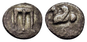 Italy, Bruttium, Kroton, c. 525-425 BC. AR Diobol (9,6mm, 0.85g). Tripod. R/ Forepart of pegasos l. HN Italy 2132.